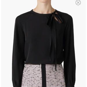 Asymmetric Tie Neck Silk Crêpe de Chine Blouse